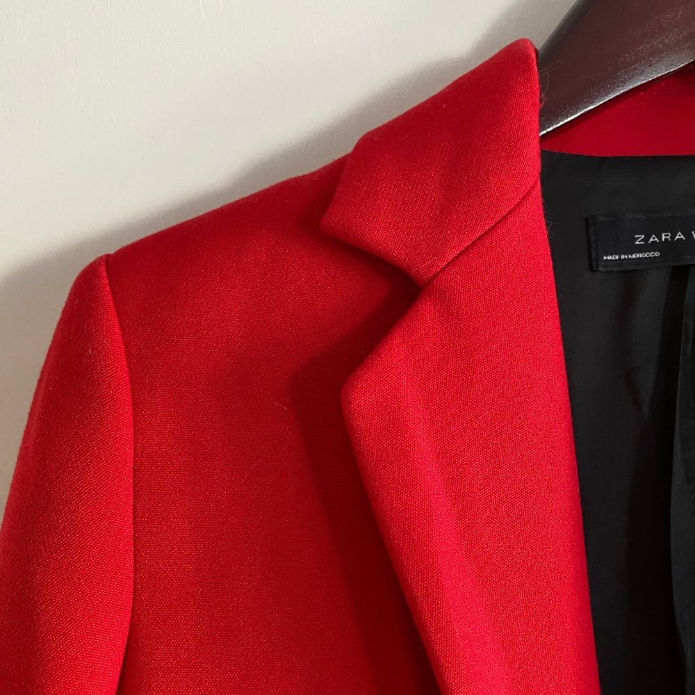 Crimson-Red Long Blazer